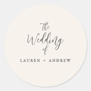 Elegant Cream and Black Wedding Envelope Seal Ronde Sticker