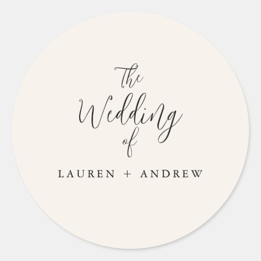 Elegant Cream and Black Wedding Envelope Seal Ronde Sticker (Voorkant)