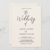 Elegant Cream and Black Wedding Invitation Kaart (Voorkant / Achterkant)