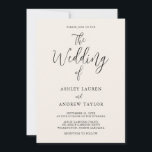 Elegant Cream and Black Wedding Invitation Kaart<br><div class="desc">Mooie,  eenvoudige en elegante crème en zwarte uitnodiging voor je bruiloft. Volledig aanpasbaar met jouw tekst- en achtergrondkleur.</div>