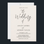 Elegant Cream and Black Wedding Invitation Kaart<br><div class="desc">Mooie,  eenvoudige en elegante crème en zwarte uitnodiging voor je bruiloft. Volledig aanpasbaar met jouw tekst- en achtergrondkleur.</div>