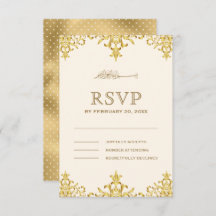 Elegant Cream and Gold Foil Damask Islamic Weddens