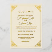 Elegant Cream and Gold Islamic Muslim Weduwen Folie Uitnodiging (Voorkant)