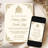 Elegant Cream and Gold Islamic Muslim Weduwen Kaart