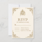 Elegant Cream and Gold Islamic Muslim Weduwen RSVP Kaartje (Voorkant)