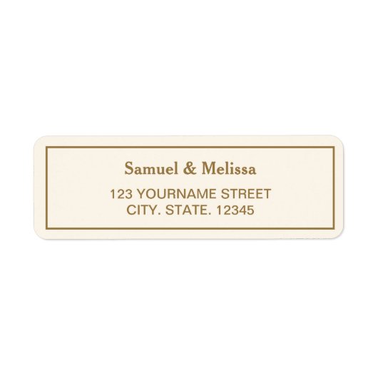 Elegant Cream and Gold Wedding Etiket (Voorkant)