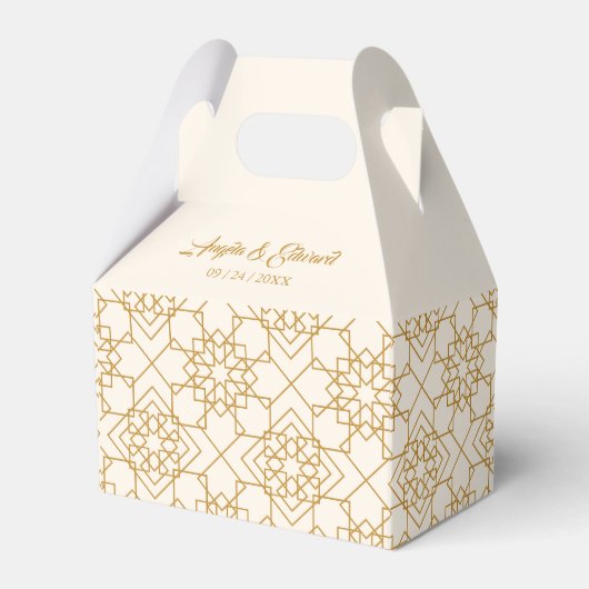 Elegant Cream and Gold Wedding Favor Box Bedankdoosjes (Voorkant Zijde)