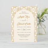 Elegant Cream and Gold Wedding Invitation Save The Date (Staand voorkant)