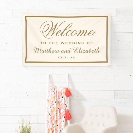 Elegant Cream and Gold Wedding Welcome Spandoek (Insitu)