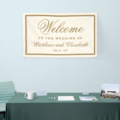 Elegant Cream and Gold Wedding Welcome Spandoek (Beurs)