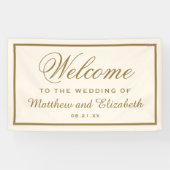 Elegant Cream and Gold Wedding Welcome Spandoek (Horizontaal)