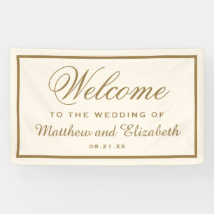 Elegant Cream and Gold Wedding Welcome Spandoek