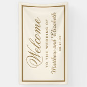Elegant Cream and Gold Wedding Welcome Spandoek (Verticaal)