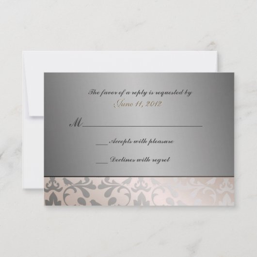 Elegant Cream and Silver RSVP met Bow (Achterkant)