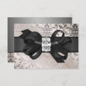 Elegant Cream and Silver RSVP met Bow (Voorkant / Achterkant)