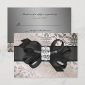 Elegant Cream and Silver RSVP met Bow Kaartje (Voorkant / Achterkant)