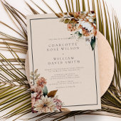 Elegant Cream Autumn Waterverf Flowers Bruiloft Kaart