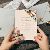 Elegant Cream Autumn Waterverf Flowers Bruiloft Kaart