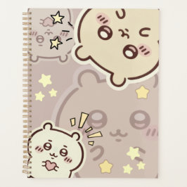 Elegant Cream Bear Pattern Weekly Planner 