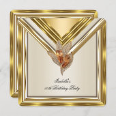 Elegant Cream Beige Amber Gold Party Kaart (Voorkant / Achterkant)