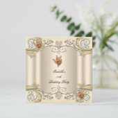 Elegant Cream Beige Gold Butterfly Birthday Kaart (Staand voorkant)