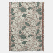 Elegant Cream Beige & Green Illustrated Floral  Deken (Voorkant Verticaal)