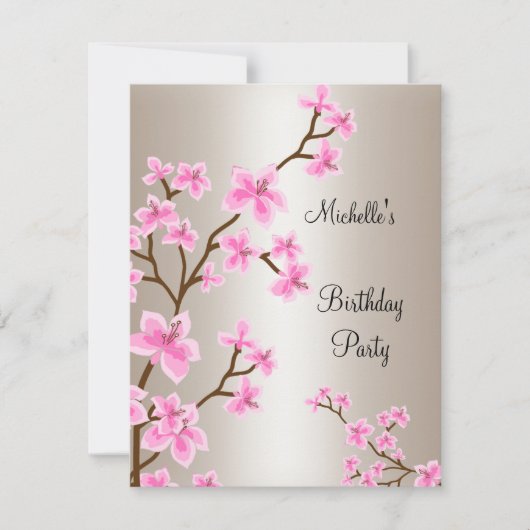 Elegant Cream Beige Pink Floral Birthday Kaart (Voorkant)