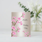 Elegant Cream Beige Pink Floral Birthday Kaart (Staand voorkant)