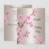 Elegant Cream Beige Pink Floral Birthday Kaart (Voorkant / Achterkant)