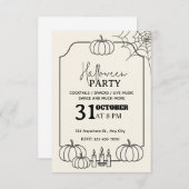 Elegant Cream & Black Halloween Party Invitation   Kaart (Voorkant / Achterkant)