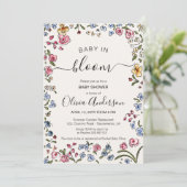 Elegant Cream Bloemen Baby shower Nodigen Kaart (Staand voorkant)