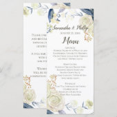 Elegant Cream Blue Waterverf Flower Menu (Voorkant / Achterkant)