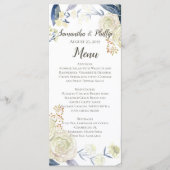 Elegant Cream Blue Waterverf Flower Menu (Voorkant)