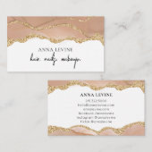 Elegant Cream Blush Agate en Gold Visitekaartje (Voorkant / Achterkant)