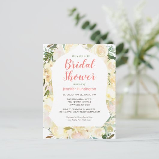 Elegant Cream Blush Roze Boho Vrijgezellenfeest Briefkaart (Staand voorkant)
