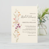 Elegant Cream Boho Wildflower Vrijgezellenfeest Kaart (Staand voorkant)