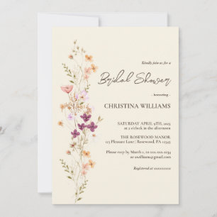 Elegant Cream Boho Wildflower Vrijgezellenfeest Kaart