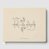 Elegant Cream Botanical Monogram Wedding Gastenboek (Voorkant)