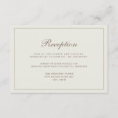 Elegant Cream Brown Wedding Reception Informatiekaartje (Voorkant)