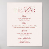 Elegant Cream & Burgundy Wedding Bar Poster (Voorkant)
