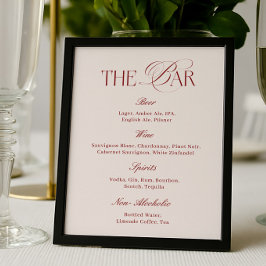 Elegant Cream & Burgundy Wedding Bar Poster