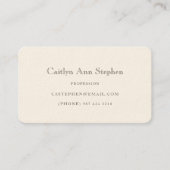 Elegant Cream Business Card Visitekaartje (Voorkant)