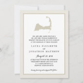 Elegant Cream Cape Cod Map Weddenschap Kaart (Voorkant)