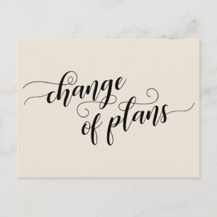 Elegant Cream Change of Plans Postponed Wedding Briefkaart