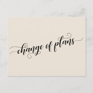 Elegant Cream Change of Plans Postponed Wedding Briefkaart
