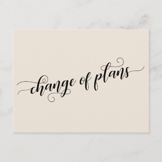 Elegant Cream Change of Plans Postponed Wedding Briefkaart (Voorkant)