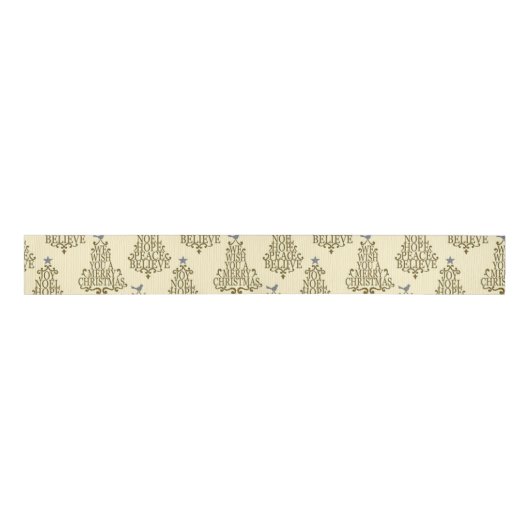 Elegant Cream Christmas Typography Script Grosgrain Lint (Voorkant)