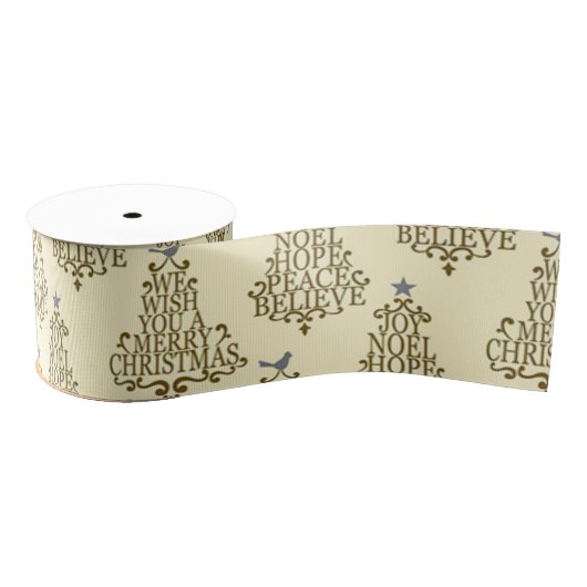 Elegant Cream Christmas Typography Script Grosgrain Lint (Spoel)