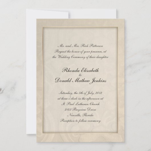 Elegant Cream Custom Wedding Invitation Kaart (Voorkant)