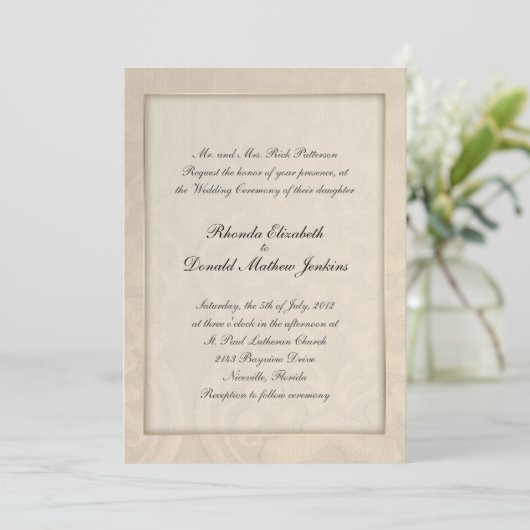 Elegant Cream Custom Wedding Invitation Kaart (Staand voorkant)